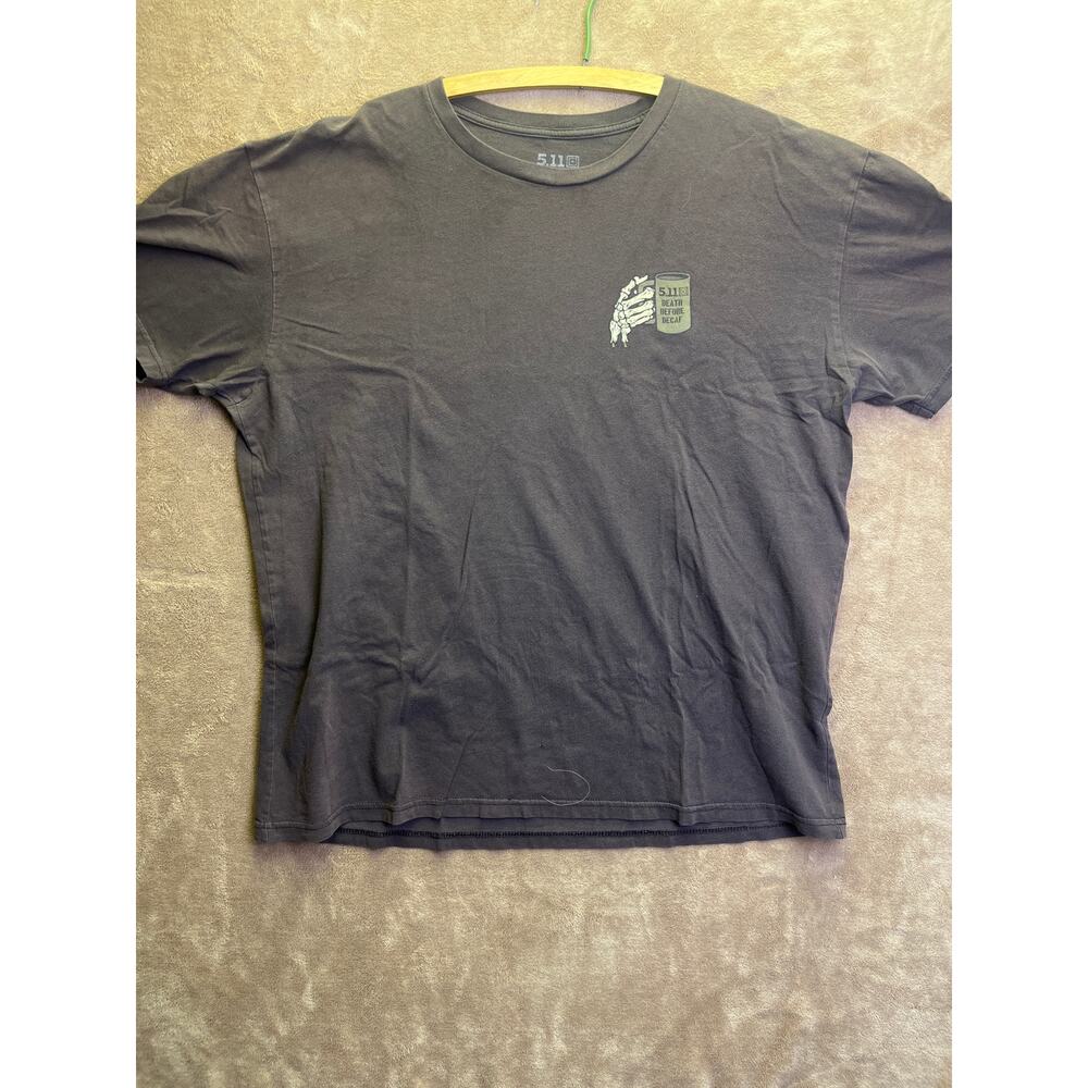5.11 Tactical graphic t-shirt featuring "Death Before Decaf"